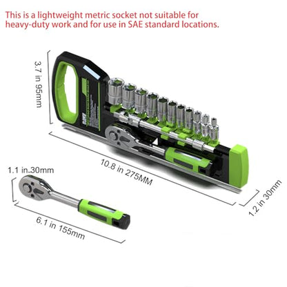 OTLOOMTBT 15PCS 1/4" Drive Socket Set, Metric Ratchet Wrench Kit | Quick Release Ratchet with 4-14mm Sockets, Extension Bar & Universal Joint for Auto Repair, DIY Projects and Home Maintenance - style: 1/4 Inch Drive 15PCS