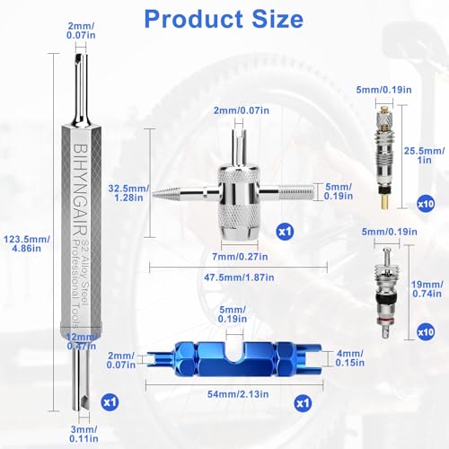 Linkstyle Valve Core Removal Tool Kit: 20PCS Presta Schrader Valve Cores, Tire Valve Core Remover Tool for Tire Repair, 4-Way Valve Tool for Bicycle Motorcycle Car