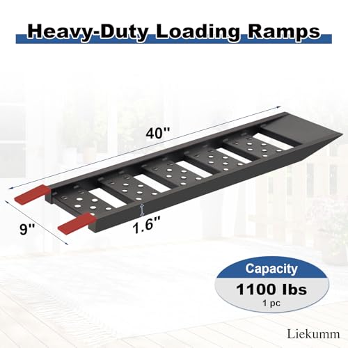 LIEKUMM 40" Heavy Duty Motorcycle Ramp, 1100 lbs Single Loading Ramp for Pickup Trucks, Metal Dirt Bike Ramp for Truck Bed, E-Bike and Scooter Use - size: 40"L(Black/1PC)