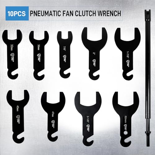SMOTIVEPRO 10Pcs Pneumatic Fan Clutch Wrench Set Removal Tool Kit, Auto Repair Spanner Kit Installs Fan Clutch Compatible with Ford, GM and Jeep Vehicles