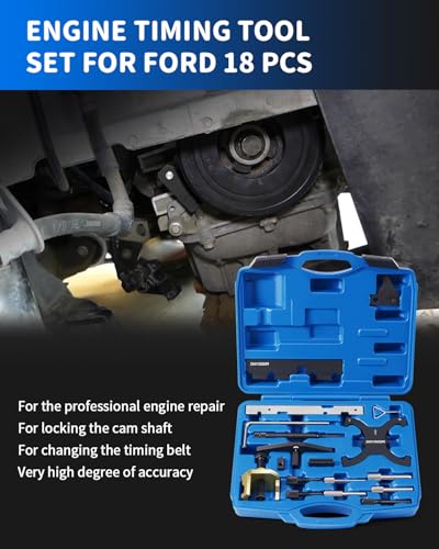 DAYDOOR 1.5 Timing Tool Kit for Ford/Focus/Kuga/Fiesta/Fusion/Escape/Mazda | 18 Pcs Camshaft Locking Set, for 1.4 1.6 1.8 2.0 Di/TDCi/TDDi ECOBOOST 1.6 Ti-VCT 1.5 1.6 VVT 2.5L Engine Timing Tool - size: 18 PCS KIT