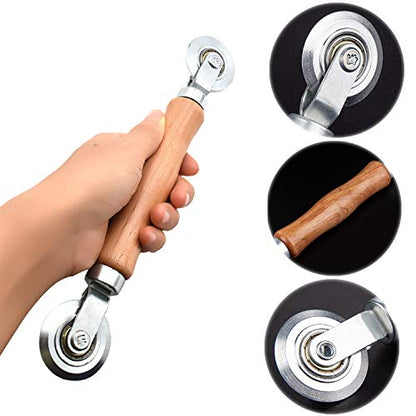 BAYTORY 3Pcs Screen Rolling Tool Kit for Installing Door Mesh Screens Window | Screen Spline Roller Tool with Wooden Handle and Steel Bearing Wheels, Durable and Easy to Use - style: Stainless Steel