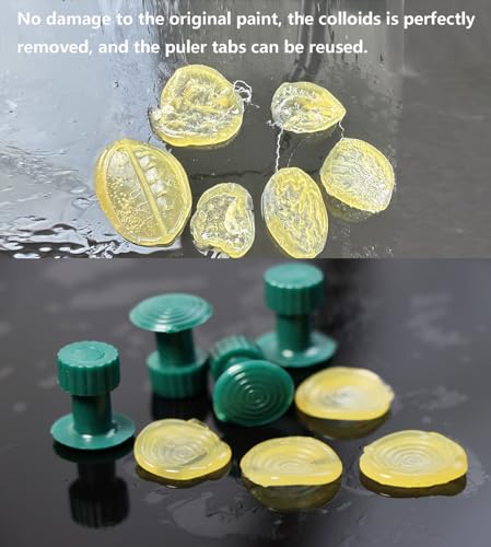 30Pc Dent Puller Glue Tabs, Car Body Dent Removal Pulling Hail Tabs | 15mm, Dent Hail Tabs, Paintless, ABS, Reusable, For Metal Body, Flat/Mild Curve, Small-Med Dents, Alcohol Release, Green - color: Green
