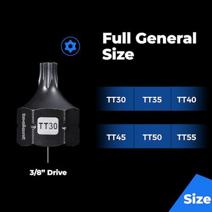toolant 3/8" drive TT55 impact torx bit socket set 4PCS, Torx Drive, S2 Steel Air Drive Torx Socket set,Impact Grade，Anti-Roll Design - size: 3/8" drive - TT55 - 4 PCS