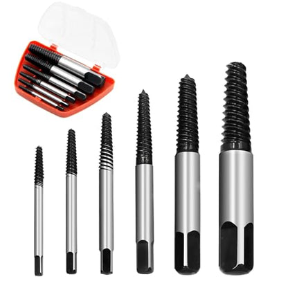 Greywolf 6 pcs screw extractor set, made of 35# Cr-Mo, bolt extractor, spiral groove bolt remover set, can easily remove broken screws, dropped screws, studs - size: 6