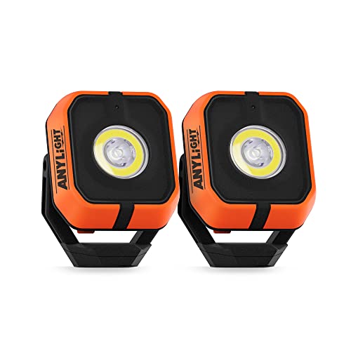 Led Work Light with 4 Modes,1200LM Portable COB Magnetic Light, Recharge Spotlight and Floodlight,150° Rotate IP65 Waterproof for Car Repair and Camping (2 Packs Without Hook) - color: Orange