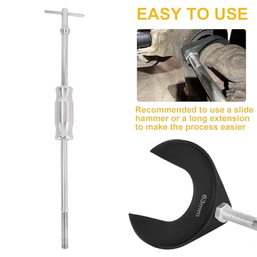 Inner CV Axle Removal Tool 63mm with Nut | Front Wheel Drive CV Axle Puller for Slide Hammers with 5/8"-18 Threads, CV Joint Removal Tool