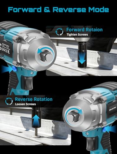 Seesii Cordless Impact Wrench 1/2 inch, High Torque 479 Ft-lbs(650Nm) Brushless Impact Gun,2500RPM w/2x4.0 Battery, 6 Sockets,8 Drill Bits, High Torque Power Impact Driver for Car Home,WH6 Lite
