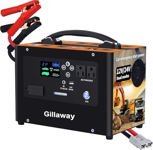 Gillaway V10 10000A Car Jump Starter, Portable Power Station Backup Lithium Battery，12V/24V Heavy Duty Truck Jump Starter Battery Pack, Power Bank for Outdoors Camping Travel Hunting Blackout - color: Dark gray black