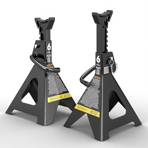Big RED Jack Stands 6 Ton with Double Locking, 14.2-23.8 inch Adjustable Height for Lifting Cars, SUV, Van, 12000 lb Capacity, 1 Pair - color: BLACK, size: 6 TON DOUBLE LOCKING