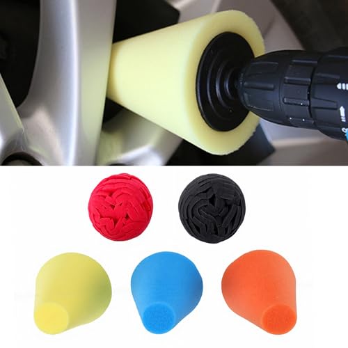 5PCS Polishing Cones, car Wheel Drill bit Sponge pad Set, car polishing Machine Set Compatible with Standard Household Electric Drill.