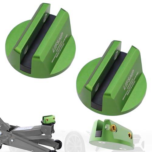 2Pcs Universal Aluminum Grooved Magnetic Jack Pad, Jacking Puck Pinch Weld Frame Rail Adapter, for Car SUV Truck Pickup Sedan MPV Wagon, Change Tire Repair Tires Oil Change Must Have-Green - color: Green-2Pcs