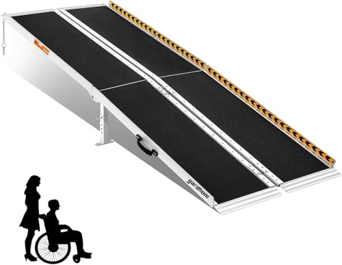 Portable Ramp 6FT, gardhom Non Skid Aluminum Folding Wheelchair Ramp Handicap Ramp Wheel Chair Ramps for Home Entrance Threshold Doorways Stairs Curbs Scooter - size: 6 Foot (Applicable height 6"-12")