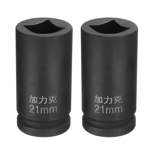 HARFINGTON 2pcs 4 Point Square Socket 3/4" Drive by 21mm Metric Square Impact Socket 40CR Blackening Standard Wheel Sockets Pneumatic Socket for Auto Repair Mechanical Maintenance Home Use - size: 21mm