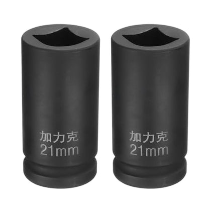 HARFINGTON 2pcs 4 Point Square Socket 3/4" Drive by 21mm Metric Square Impact Socket 40CR Blackening Standard Wheel Sockets Pneumatic Socket for Auto Repair Mechanical Maintenance Home Use - size: 21mm