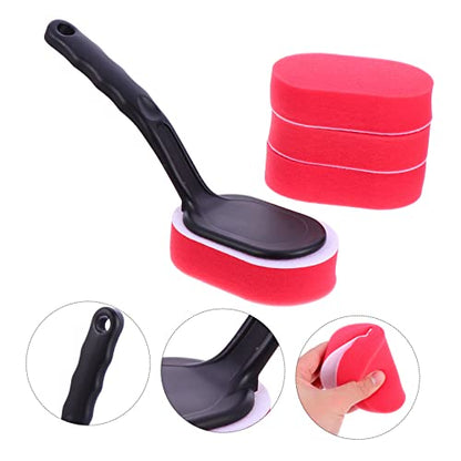 MAGICLULU 15pcs Car Detailing Brush Set Ergonomic Handle Tire Waxing Sponge Applicator for Wheel Cleaning and Maintenance Car Cleaning Tool for Tire Shine and Detailing