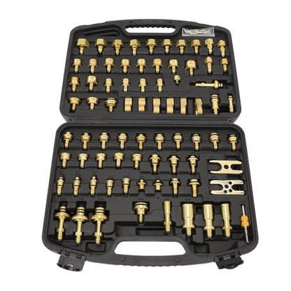 77PCS Automotive AC Leak Detection Kit, Brass Air Conditioning Leak Test Tool Set with Connectors, Portable A/C Leak Tester Repair Kit for Car, Truck and Vehicle AC Systems
