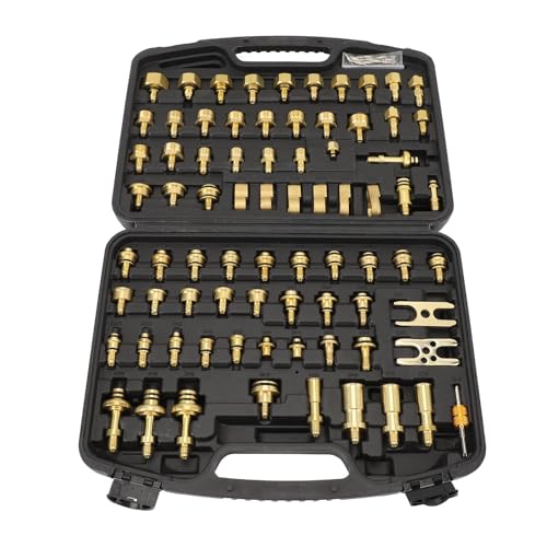 77PCS Automotive AC Leak Detection Kit, Brass Air Conditioning Leak Test Tool Set with Connectors, Portable A/C Leak Tester Repair Kit for Car, Truck and Vehicle AC Systems