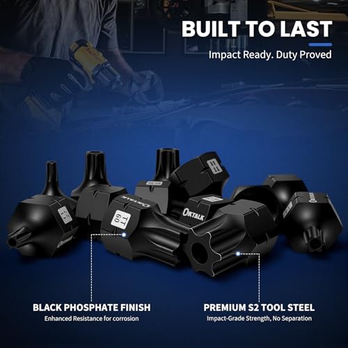 3/8" Drive Stubby Torx Bit Socket Set, 13PCS Impact Torx Socket Set, TT10 to TT70, Anti-Roll Design S2 Steel for Impact Use - size: 3/8" Drive socket 13PCS