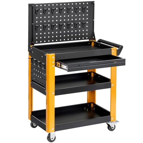 4-Tier Rolling Tool Cart on Wheels, 1000 LBS Tool Cart with Drawers | Utility Cart with Drawers With Two Lockable Universal Wheels, Mechanic Cart for Mechanic, Warehouse, Garage, Workshop - color: 4-tier Yellow