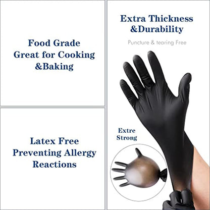 YKANG Black Disposable Nitrile Gloves,Latex Free Disposable Gloves 100 PCS,Food Safe Food Prep Cooking Gloves - color: Black, size: Small (Pack of 100)