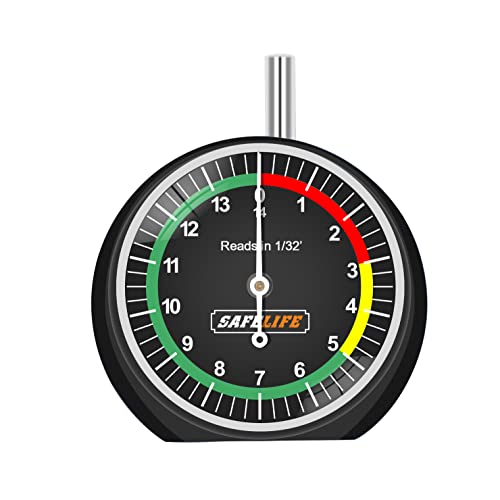 SAFELIFE Tire Tread Depth Gauge, Dial Type Tire Tread Depth Gauge Professional for Motorcycle, Car,Truck and Bus,Easy Reading Tyre Tread Depth Gauge in 32nds - size: 1 PACK