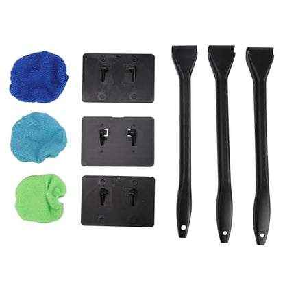 Car Windshield Cleaning Tool Windshield Cleaning Wand Auto Window Cleaner,3 Pieces Auto Glass Wiper Cleaning Kit with Reusable Cloth Pads for Car Interior,Car Accessories