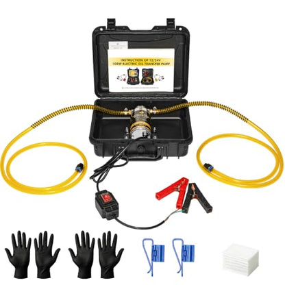 12/24V 100W Electric Oil Change Extractor Pump, Fluid Transfer Pump for Boats, Trucks, Cars, RVs, Lawnmowers (Black-B) - color: black-b