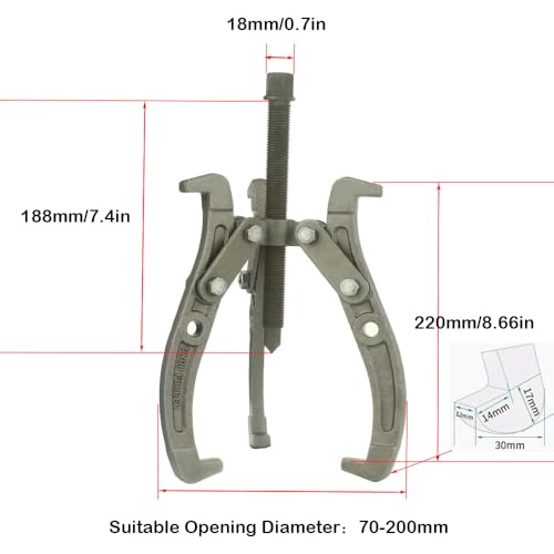 8" Gear Puller,3 Jaw Puller for Pulley Gear Bearing Flywheel Removal,2 Jaw / 3 Jaw Puller with Reversible Jaws, Bearing Puller Suitable for Automotive Repair and Industrial Maintenance (8in) - size: 8in