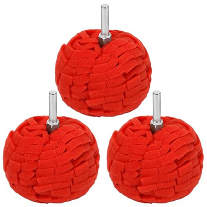3PCS 3'' Power Polishing Ball Tool for Drill, Waxing Car Wheel Polisher Detailing Adapter Round Buffing Cone Finishing Pad with Attachment Hub Date Sponge Buffer Automotive Car Accessories Motorcycle