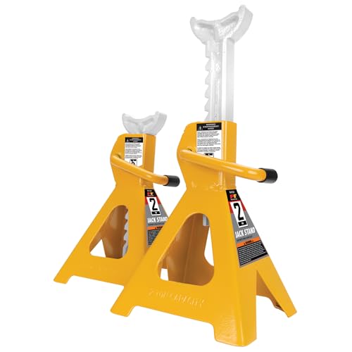 Performance Tool W41021 Ratchet Style Jack Stand Set for Lifting Vehicles During Maintenance, Yellow, 2-Ton - size: 2-Ton, style: 2 Ton (4,000 lbs.) Jack Stand