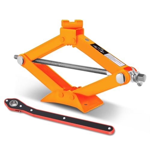 PM PERFORMOTOR 2 Tons(4,409 lbs) Scissor Lift Jack with Labor-Saving Ratchet Wrench for Most Cars,3.85'' - 17.4'' Lifting Range, Orange,PM-TOL-SJ20-OG - color: Orange, size: 2 Ton