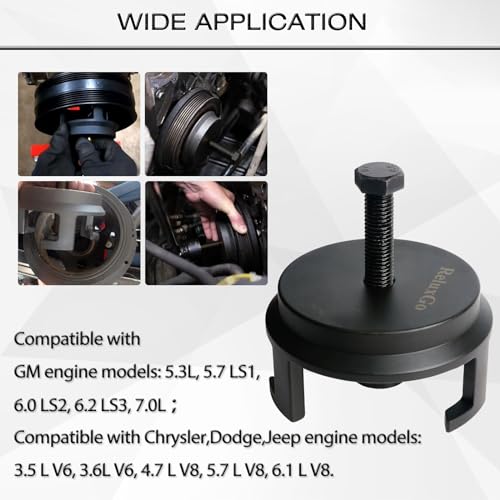 ReluxGo 25264 Harmonic Balancer Puller for GM, LS Crank Pulley Puller for GM Chrysler Jeep Dodge, Harmonic Damper Puller for Engine Balancer Removal Replacement - size: GM Harmonic Balancer Puller