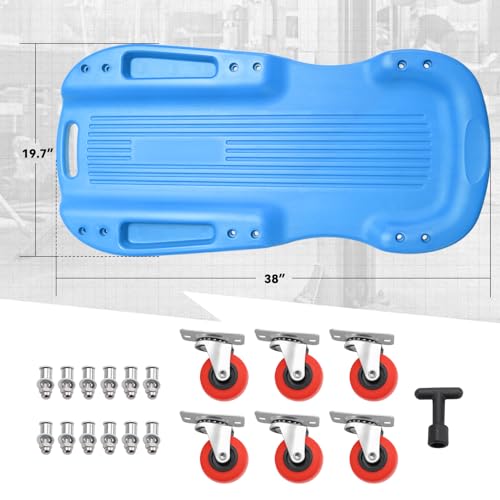 Auto Dynasty Universal 38" L X 20" W Blue Lightweight Rolling Mechanic Creeper Seat Repair Tool for Car Vehicle Home Warehouse - color: Blue