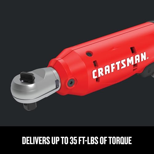 CRAFTSMAN V20 Cordless Ratchet Wrench Kit, 3/8 inch Drive, 300 RPM, up to 35 ft-lbs of Torque, Battery and Charger Included (CMCF930D1)