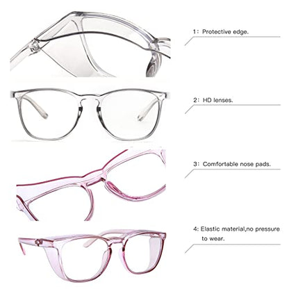 JOO'RTI Anti-Fog Safety Goggles Anti-Blue Light Saftey Glasses Anti-Dust Protective Eyewear for Women and Men - color: 2packs(lilac & Grey)