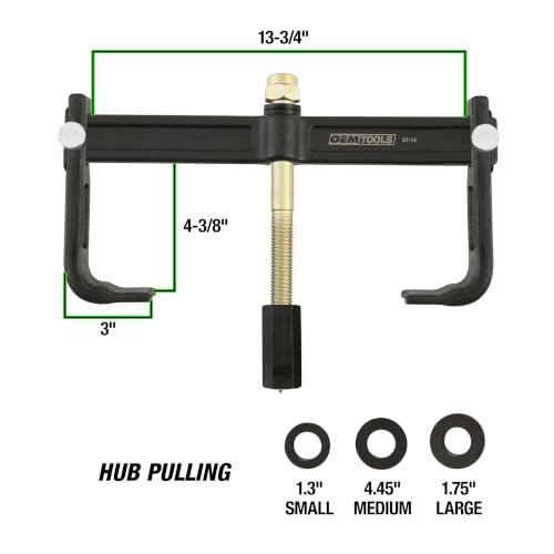 OEMTOOLS 25106 Brake Drum Puller and Rotor Removal Tool, 12-3/4 In Jaw Spread, Impact Wrench Compatible, 7-Ton Pulling Force, Not for Oversized Brake Drums or Drums Without Outer Lip