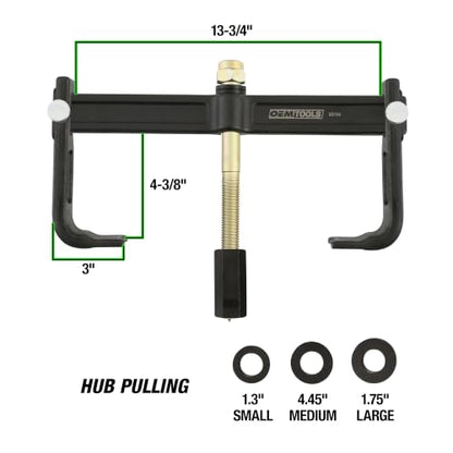 OEMTOOLS 25106 Brake Drum Puller and Rotor Removal Tool, 12-3/4 In Jaw Spread, Impact Wrench Compatible, 7-Ton Pulling Force, Not for Oversized Brake Drums or Drums Without Outer Lip