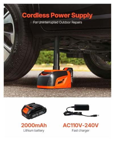 Electric Car Jack 5 Ton, Scissor Jack with LED Light, Portable Hydraulic Jack Kit for Sedan, Truck, SUV - Fast Lifting, Wireless Control
