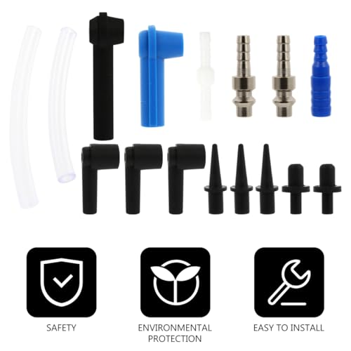 Veemoon 16pcs Brake Bleeder Connector Accessories Blue Brake Bleeder Fluid Adapter Kit Universal Auto Brake Pump Exchange Tool Brake Fluid Replacement Master Bleeder Cylinder Changer Modification