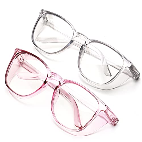 JOO'RTI Anti-Fog Safety Goggles Anti-Blue Light Saftey Glasses Anti-Dust Protective Eyewear for Women and Men - color: 2packs(lilac & Grey)