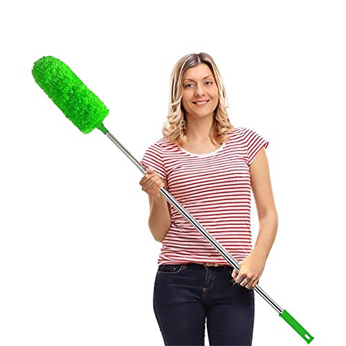 DELUX Microfiber Feather Duster Extendable Duster with 100 inches Extra Long Pole, Bendable Head & Long Handle Dusters for Cleaning Ceiling Fan, High Ceiling, Blinds, Furniture & Cars Green - color: Green
