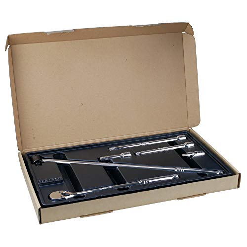 K501 3/8-Inch Drive Long Handle Ratchet & Breaker Bar Set, 6-Piece