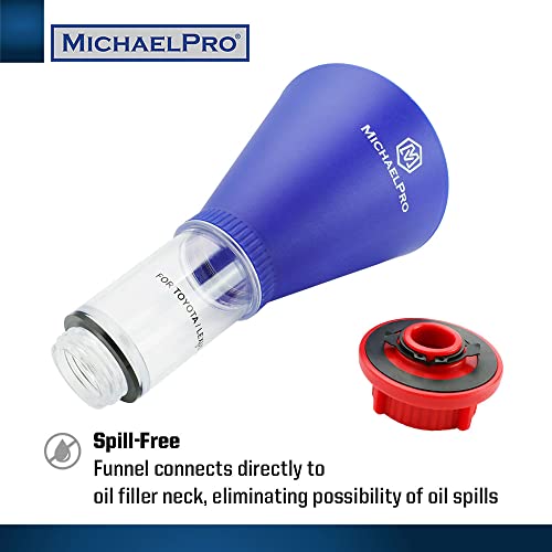 MichaelPro Spill-Free Oil Funnel for Toyota and Lexus Vehicles, Hands-Free Oil Changing, Compatible with Models Featuring a Threaded Oil Filter Cap, Heavy-Duty Material - MP009075