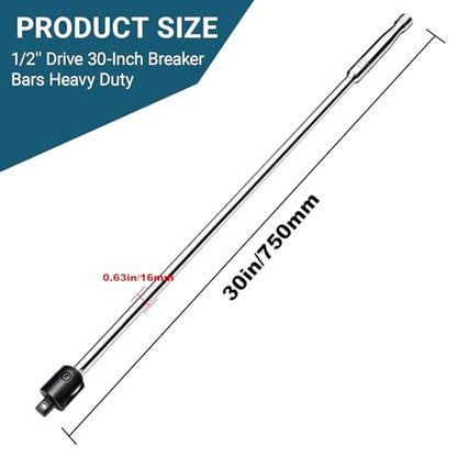 1/2" Breaker Bar,1/2 Inch Drive Breaker Bar,30" Lug Nut Breaker Bars Extension,Cr-Mo Head (1/2'' Drive 30-Inch Breaker Bars)