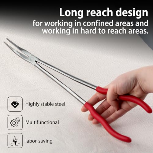 SPEEDWOX 16-Inch 20 Degree Extra Long Needle Nose Pliers Curved Nose Pliers Angle Long Needle Nose Pliers Long Nose Pliers Long Reach Pliers Long Reach Tool Long Pliers Angled Needle Nose Pliers - style: 20 Degree