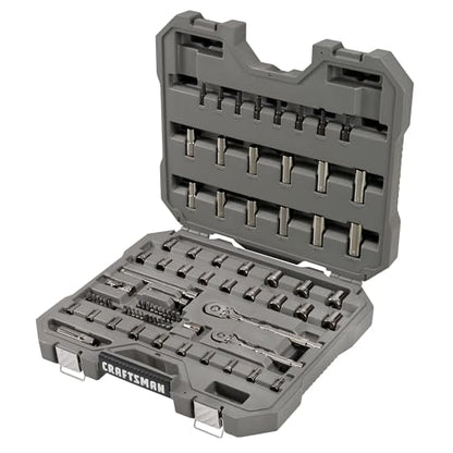 CRAFTSMAN OVERDRIVE 80-Piece Gunmetal Chrome Mechanics Tool Set, Standard SAE/Metric Socket Set, with Hard Case (CMMT99080L)