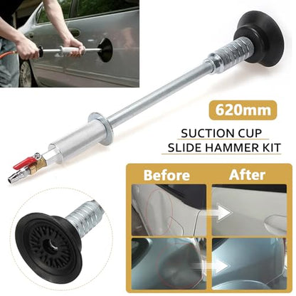 Upgraded Car Dent Air Pneumatic Dent Puller Heavy Pneumatic Sag Repair Pull Hammer Slide Hammer Tool Kit Dent Repair Suction Cup Slide Tool with 3PCS Suction Cup