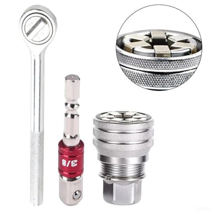 Adjustable Socket Wrench Set 10-19mm Nut Remover Tool 3/8 Drive Ratchet Kit Damaged Bolt Extractor Rounded Nut Gripper High Torque Steel Mechanic Hand Tool for Automotive Repair Tasks(A)