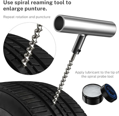 AUTOWN Flat Tire Repair Kit 68pcs 2-Pack, Tire Plug Kit to Fix Punctures | Universal Tire Repair Patch Tools with Case, Emergency Kits for Car, Motorcycle, Truck, ATV, RV, SUV, Tractor, Trailer - size: 68pcs 2-Pack